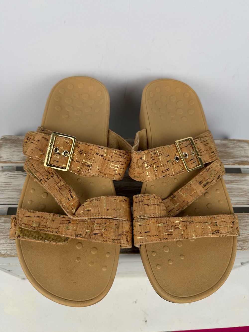 Vionic Pacific Rio platform sandals cork upper size 11 Wide - Picture 9 of 16